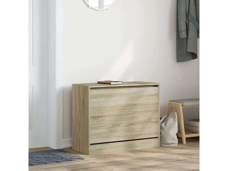  Meuble à chaussure, armoire à chaussures chêne sonoma 80x34x63 cm bois d'ingénierie  - Conforama C