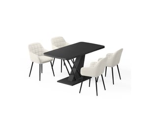 Vicco ensemble de table à manger, noir, 120x80cm avec 4 chaises de salle à manger