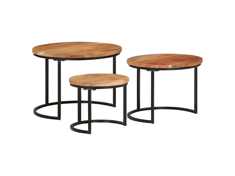  Tables gigognes 3 pcs | table de salon bois massif d'acacia  - Conforama B