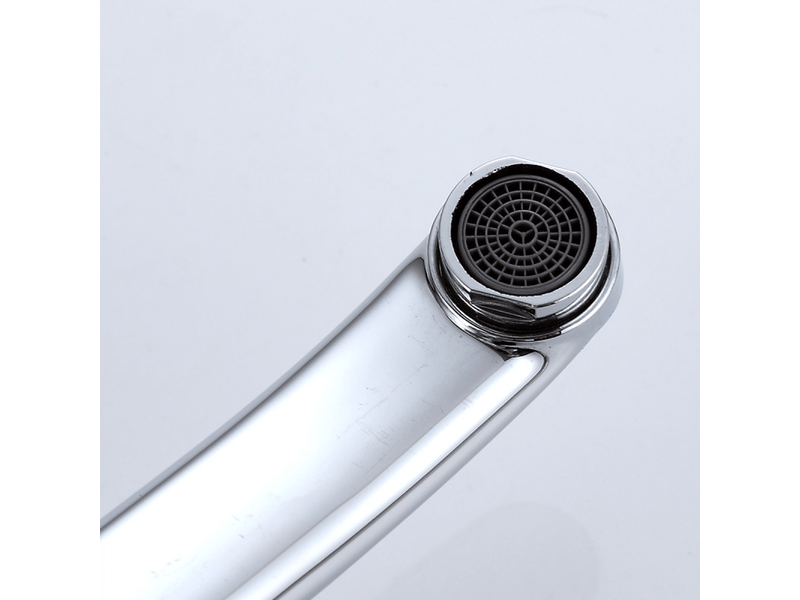  Robinet universel à long bec pivotant à 180°, eau chaude et froide, un seul trou, style court, argenté  - Conforama C