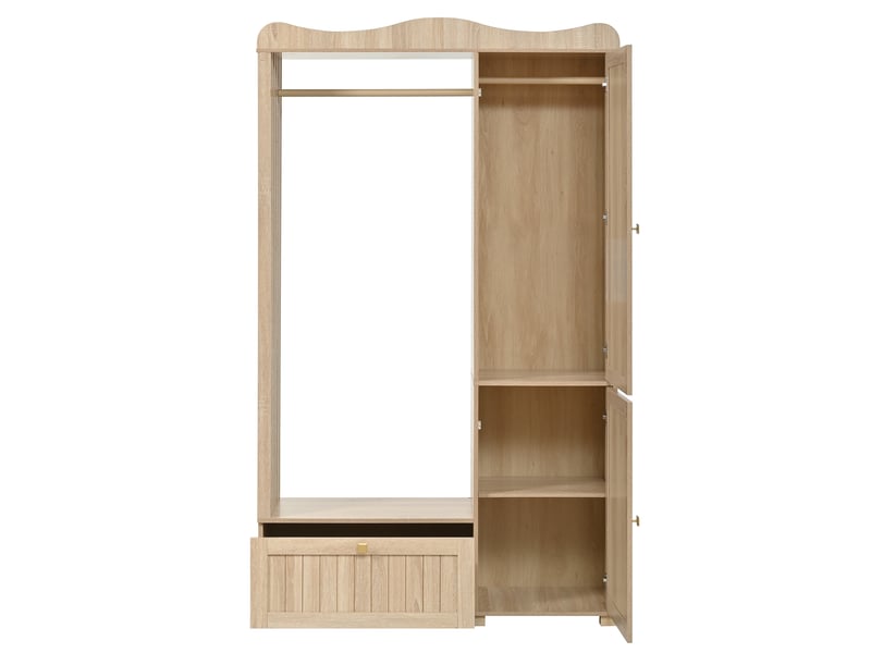  Armoire-penderie avec miroir et 2 portes mdf coloris chêne 115.5x38.5x194.5 cm GL4112O - Conforama B