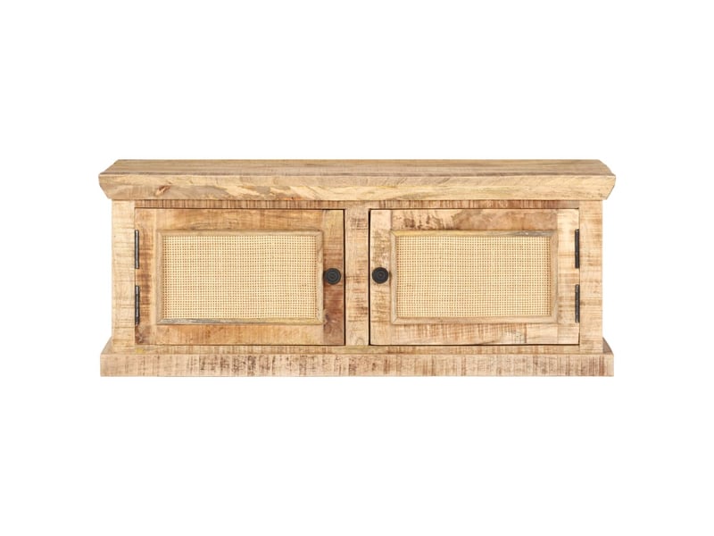  Table basse | table d'appoint salon 90x50x35 cm bois de manguier et canne naturelle  - Conforama C