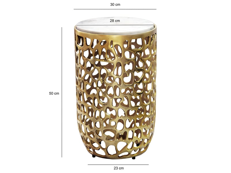Finebuy table d'appoint ronde en aluminium 30cm or – table d'appoint avec plateau en marbre – table basse design en métal pour salon – table de salon ronde moderne – table décorative faite à la main  - Conforama D