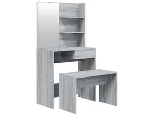 Coiffeuse 0 tiroir(s) Miroir  avec 1 tabouret(s) inclu(s)  <strong></strong> <strong></strong>  coloris gris