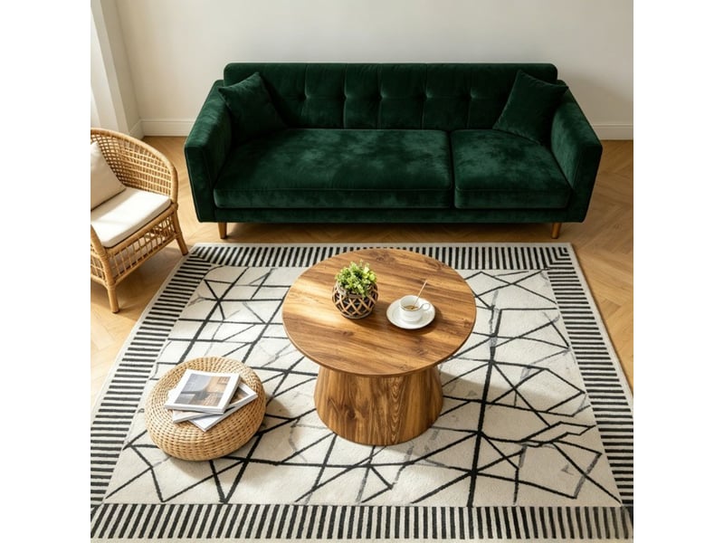  Table basse diamètre 60 cm forme ronde aspect bois naturel table de salon mdf film décor bois de qualité  - Conforama B
