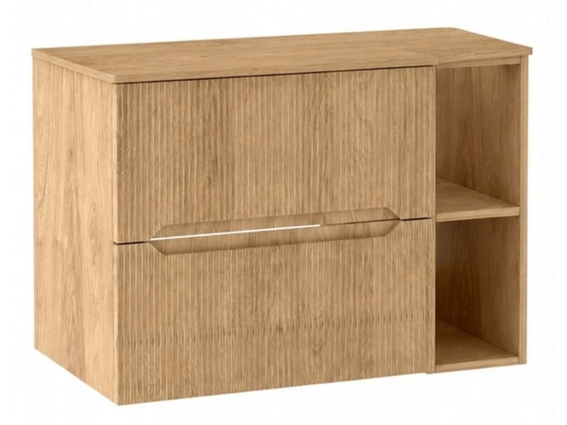 Meuble sous vasque suspendu avec étagère et plan 2t novo l.80 cm effet chêne hikora - Conforama A