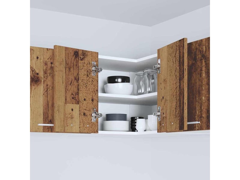  Meuble de rangement cuisine, armoire suspendue bois ancien et blanc 57x57x40cm  - Conforama D