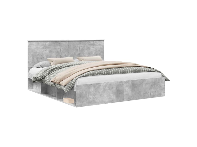 Lit double- lit adulte - cadre de lit béton 180 x 200 cm bois de pin massif - Conforama A