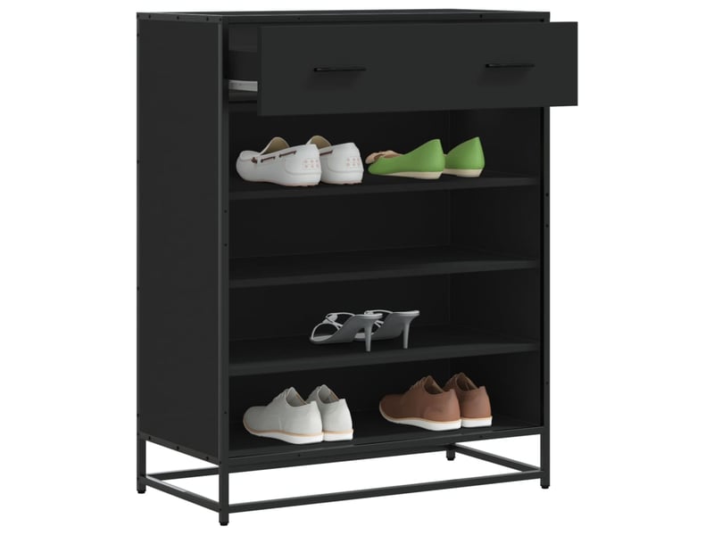  Armoire à chaussures noir 75x38x97,5 cm bois d'ingénierie métal shl4664  - Conforama B