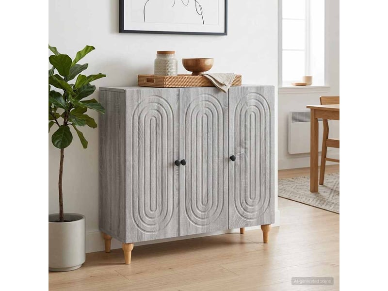  Buffet - bahut - meuble de rangement sonoma gris 89 x 34,5 x 80 cm bois d'ingénierie  - Conforama B