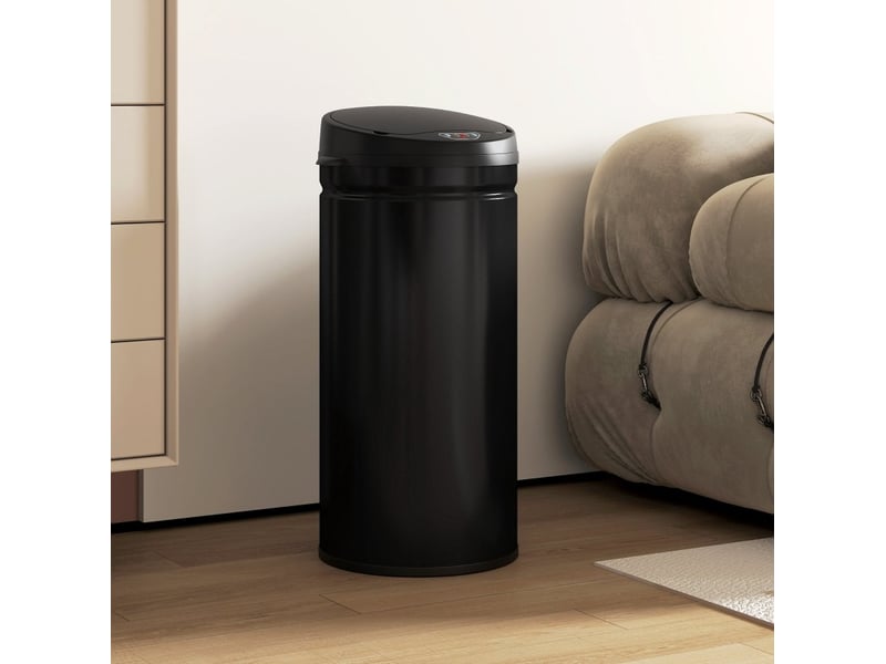  Poubelle à capteur 30,5x30,5x68 cm fermeture douce métal noir  - Conforama C