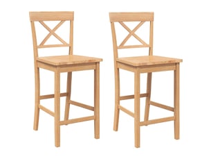 Lot de 2 tabouret de bar, chaise de bar en bois massif naturel et caoutchouc shl96265