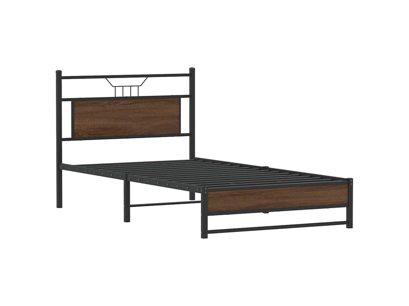  Lit simple- lit adulte -  cadre de lit sans matelas chêne marron 100x200 cm  - Conforama B