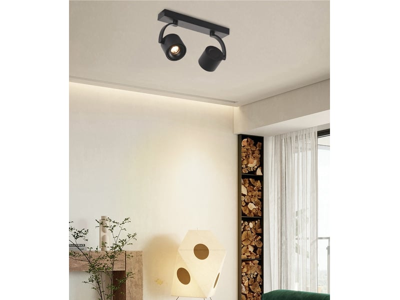  Plafonnier avec 2 spots orientables – noir, 5w, l37 cm  - Conforama B