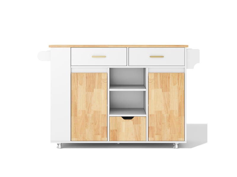  Desserte de cuisine,120x71x90 cm,avec plateau rabattable,mdf,blanc effet bois  - Conforama D