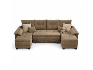 Canapé-lit modulable en u 278x127x87 cm avec ports usb kaki sans matelas