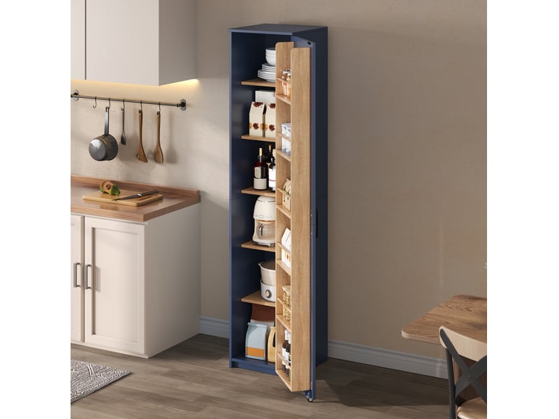  Armoire de rangement haute 40x40x183 cm avec étagères réglables bleu  - Conforama E