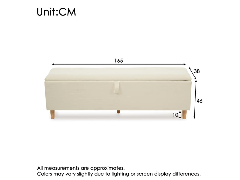  Banc de lit 165x38 cm rangement hydraulique mdf bois beige  - Conforama C