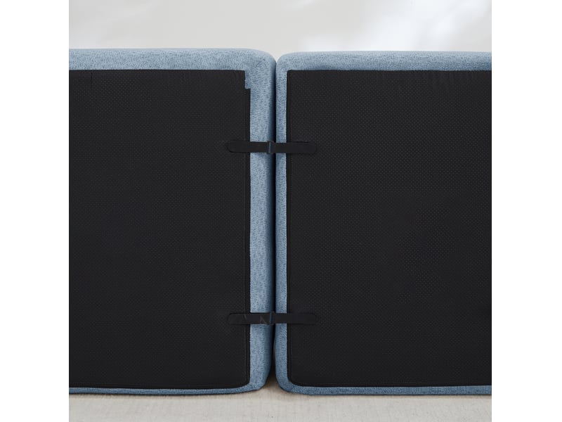 Canapé d'angle modulable en u 4 places bleu, tissu bouclette et 2 ottomans, idéal pour le salon familial - Conforama D