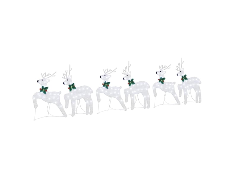  Lot de 6 rennes led, éclairage de noël, décoration de noël argenté 45 x 19 x 65 cm tissu cf62093  - Conforama A