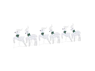 Lot de 6 rennes led, éclairage de noël, décoration de noël argenté 45 x 19 x 65 cm tissu cf62093