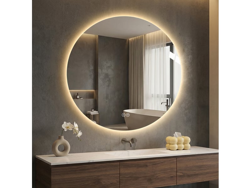  Miroir de salle de bains led rond 70 cm avec antibuée et variateur  - Conforama D