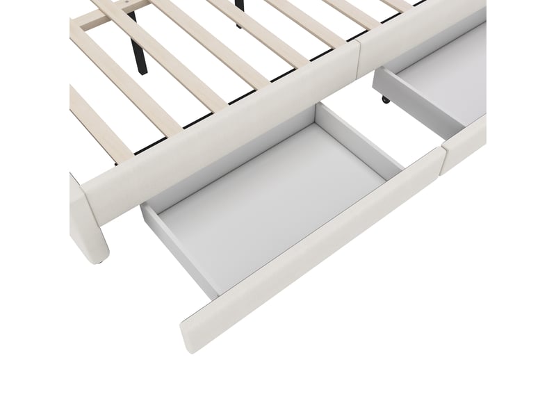  Lit de jour 140x200 canapé-lit en lin beige avec led, ports usb et type-c  - Conforama W