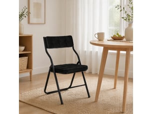Chaises pliantes lot de 2 avec assise et dossier rembourrés  - pliage compact, acier, velours noir