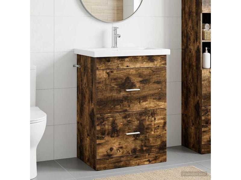  Ensemble de mobilier de salle de bain chêne fumé shl4344  - Conforama B