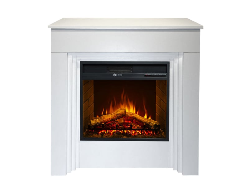  Bellini - cheminée électrique sur pied à effet flamme 96x96x35 cm en bois blanc  - Conforama A
