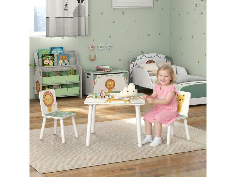  Ensemble de mobilier pour chambre d'enfant avec table et 2 chaises pour enfants de 3 à 8 ans, motif animaux, vert  - Conforama B
