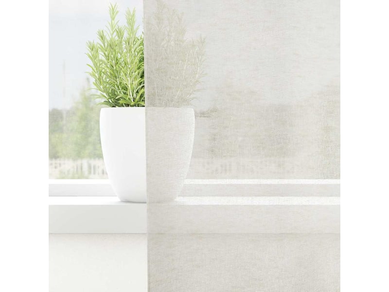  Lot de 2 rideaux en voile, voilage crème 175 x 140 cm polyester cf43894  - Conforama C