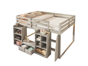 Lit mezzanine 140x200 cm coloris gris
