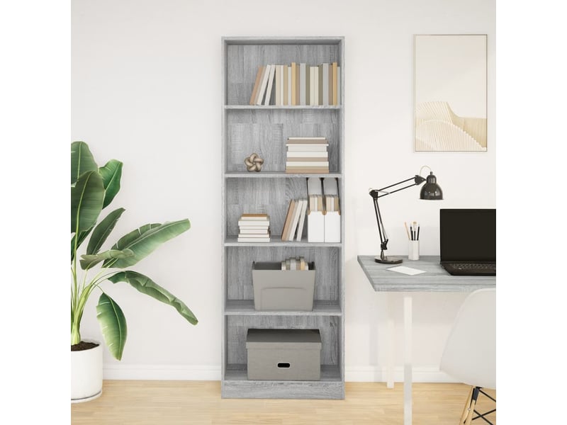  Bibliothèque, meuble de rangement salon sonoma gris 60x24x176 cm bois d'ingénierie  - Conforama C