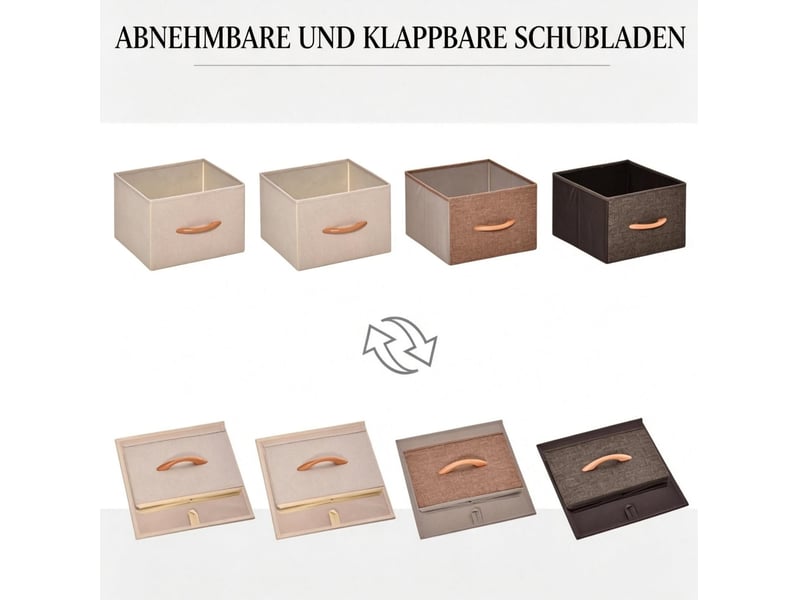  Commode étroite 31 x 29 x 99 cm – beige et marron – 4 tiroirs en tissu pliables et structure acier  - Conforama E