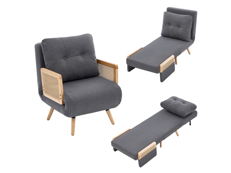  Canapé convertible, canapé-lit, gris, dossier réglable, dossier inclinable, 3 en 1, pour salon et séjour, pliable  - Conforama A