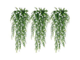 Lot de 3 plantes tombantes artificielles extérieures – fleurs résistantes au soleil pour décoration murale et jardin