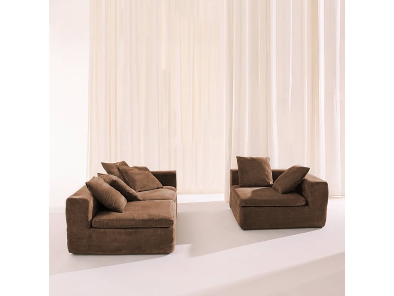  Canapé modulable tissu chenille 4 places marron - movi  - Conforama B