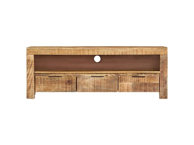  Meuble tv - banc tv - meuble de rangement 110x30x40 cm bois de manguier brut  - Conforama A