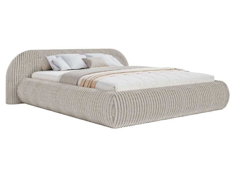  Selsey shels - lit rembourré - 200x200 cm - velours côtelé gris Shels Low - Conforama A