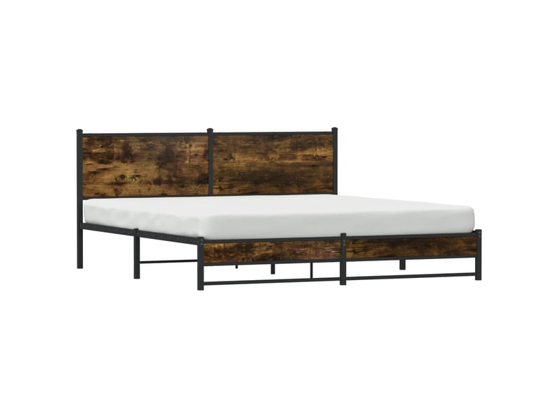  Lit double- lit adulte -  cadre de lit en métal sans matelas chêne fumé 180x200 cm  - Conforama B
