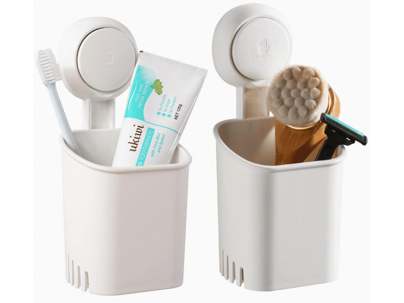 Porte-brosse à dents à ventouse, installation en 1 seconde, réutilisable, porte-, adapté à la cuisine, à la salle de bain, 2 pièces - Conforama A