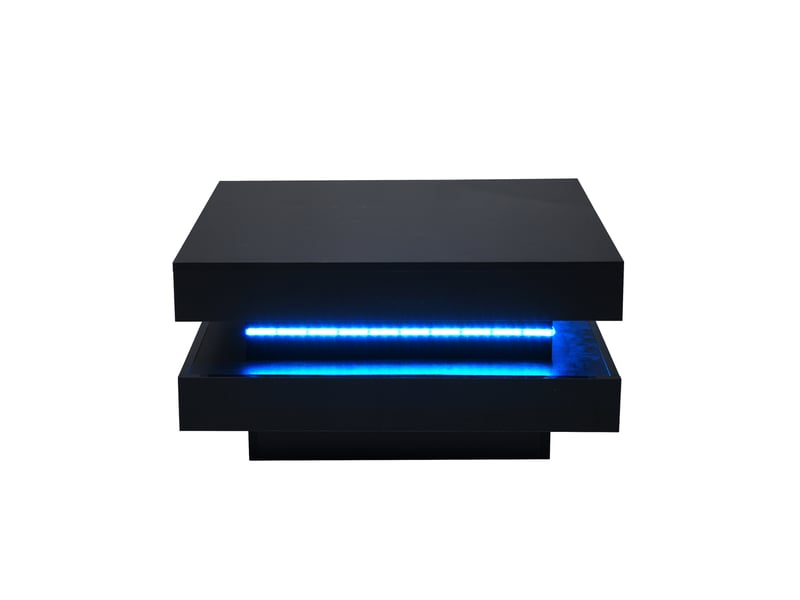  Couchtisch quadratischer in schwarz - style technologique moderne avec éclairage led à 16 couleurs, 70x70x36 cm, max. Charge 45kg  - Conforama D