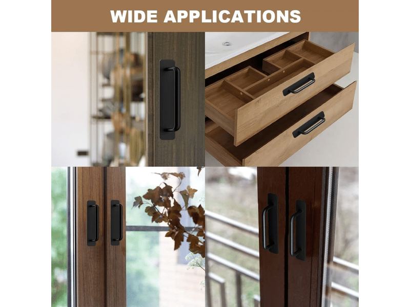  Poignées autocollantes pour meubles, portes coulissantes et tiroirs de cuisine et de chambre à coucher, 147 mm (noires)  - Conforama E
