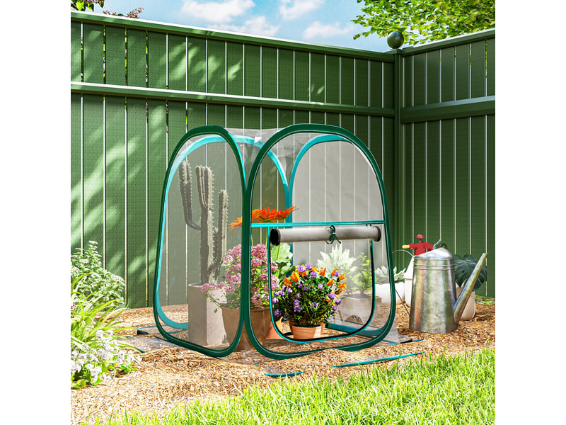 Mini serre pliante pop-up d'extérieur avec porte enroulable et couverture transparente - Conforama D