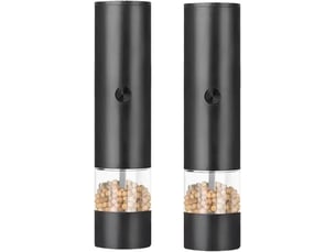 Ensemble de moulins à sel et à poivre électriques - moulins à poivre automatiques à piles - grosseur réglable(lot de 2 - noir)
