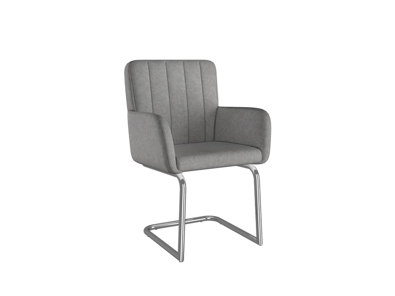 Lot de 2 chaises de salle à manger,56x57x86 cm,avec accoudoirs,similicuir,gris  - Conforama D