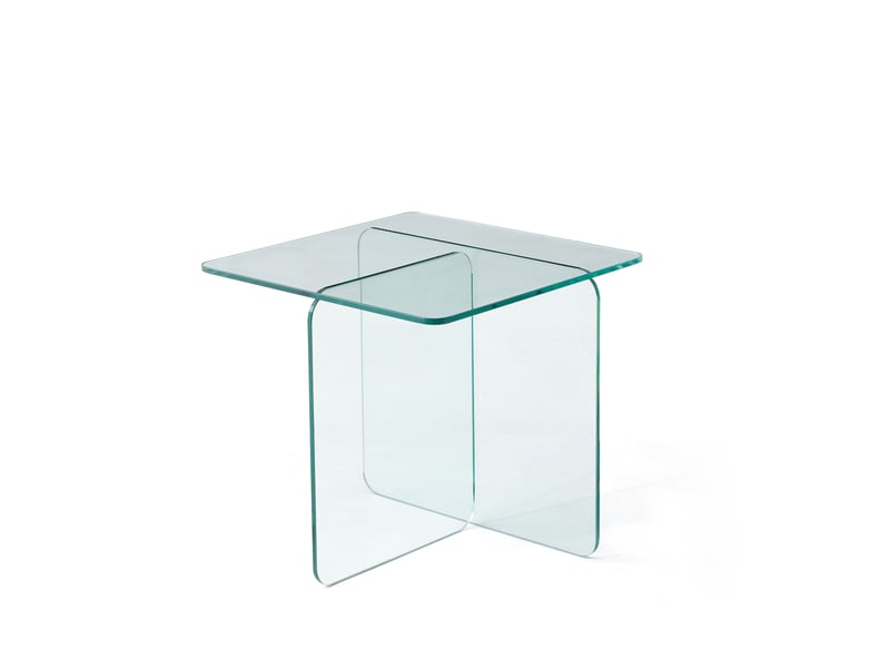  Table basse fixe polyvalente en verre trempé transparent pour salon et extérieur 45×45×41 cm  - Conforama A