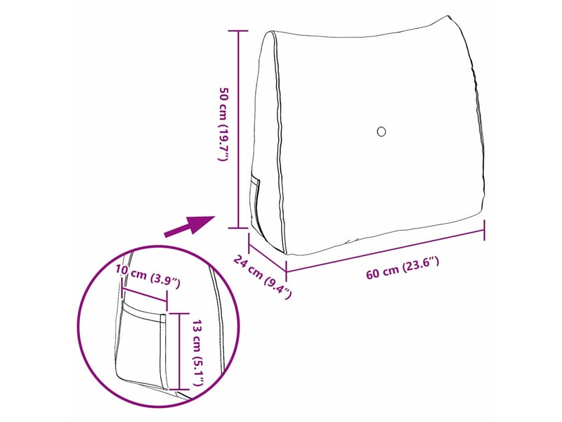 Coussin de dos, coussin de dossier jaune 60 x 24 x 50 cm velours cf54762 - Conforama E
