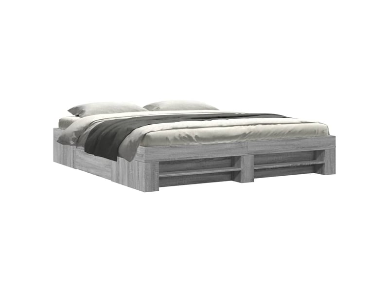  Lit double- lit adulte -  cadre de lit sans matelas sonoma gris 180x200 cm  - Conforama A